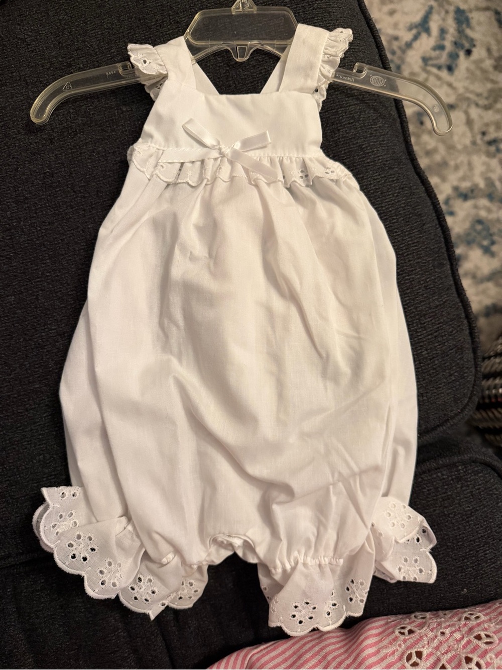 Classic White Eyelet Baby Romper - Kids Accessories with sun hat